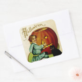 Wanneer er heksen in Halloween Vierkante Sticker (Envelop)