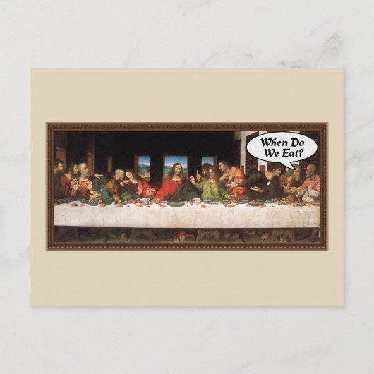 Wanneer eten we? - Funny last Supper Holiday Dinne Feestdagenkaart (Voorkant)