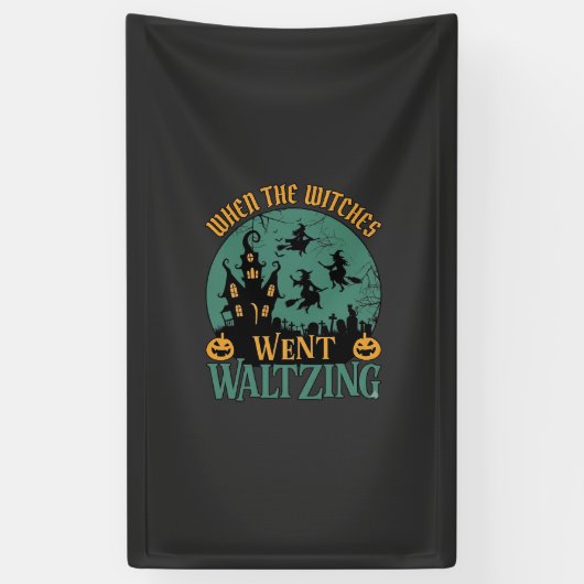 Wanneer Heksen Waltsten Huis van Halloween Spandoek (Verticaal)