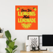 Wanneer het Lemons (oranje achtergrond) Poster gee (Thuiskantoor)