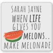 Wanneer het leven geeft u meloenen leuk watermeloe sticker (Voorkant)