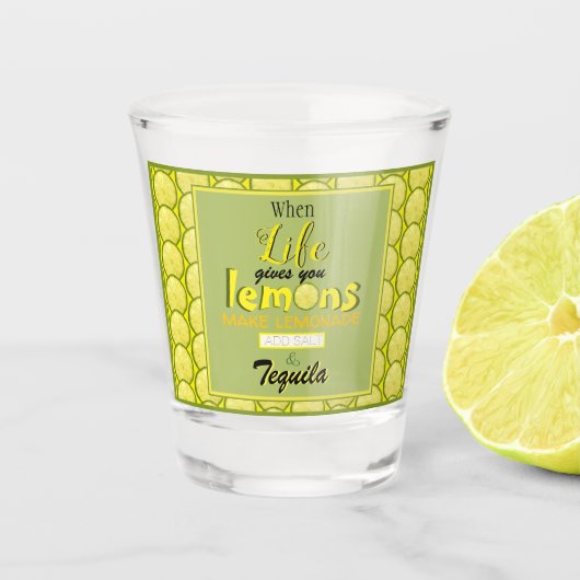 Wanneer het leven je citroenen geeft, grappige ret shot glas (Voorkant)