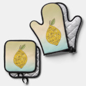 Wanneer het leven je citroenen geeft Ombre Ovenwant & Pannenlap Set (Voorkant / Achterkant)