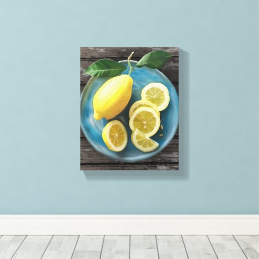 Wanneer het leven je citroenen geeft | Waterverf L Canvas Afdruk (Insitu (Houten vloer))