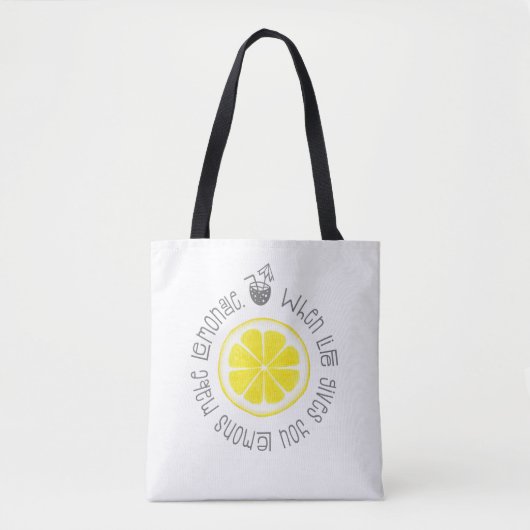 Wanneer het leven je leemons kalligrafie art Lemon Tote Bag (Voorkant)