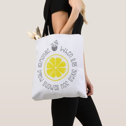 Wanneer het leven je leemons kalligrafie art Lemon Tote Bag (Dichtbij)
