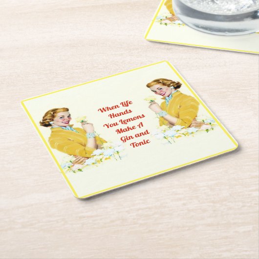 "Wanneer het leven je leemons toedient" 6 Kartonnen Onderzetters (Schuin)