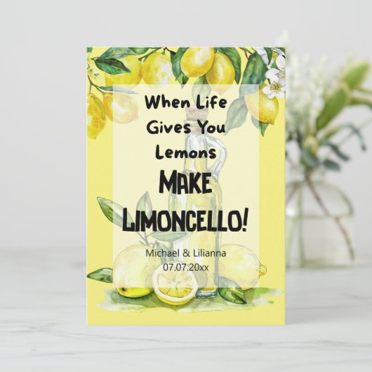 Wanneer het leven je Limoncello Elopement Kaart ge (Staand voorkant)