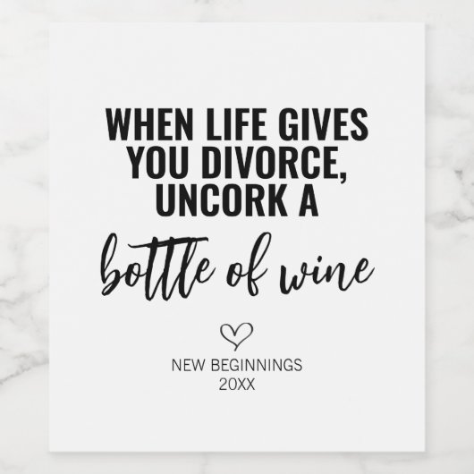 Wanneer het leven je scheidt wijn label wijn etiket (Enkel label)