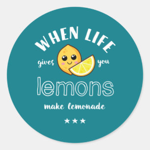 Wanneer het leven Lemon Lemonade Funny Summer geef Ronde Sticker
