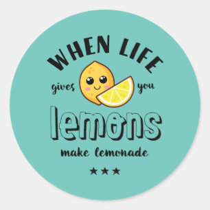 Wanneer het leven Lemon Lemonade Funny Summer geef Ronde Sticker