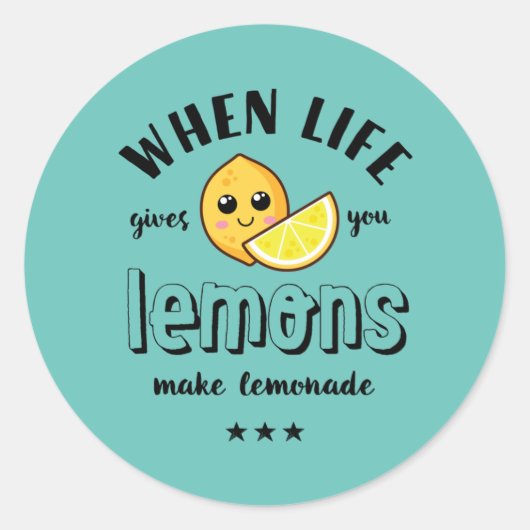 Wanneer het leven Lemon Lemonade Funny Summer geef Ronde Sticker (Voorkant)
