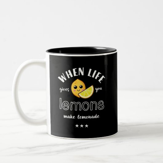 Wanneer het leven Lemon Lemonade Funny Summer geef Tweekleurige Koffiemok (Links)