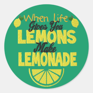 Wanneer het leven u Lemons (groene achtergrond) ge Ronde Sticker