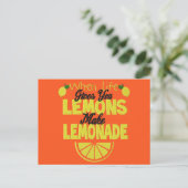 Wanneer het leven u Lemons (oranje achtergrond) ge Briefkaart (Staand voorkant)