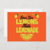 Wanneer het leven u Lemons (oranje achtergrond) ge Briefkaart (Voorkant / Achterkant)