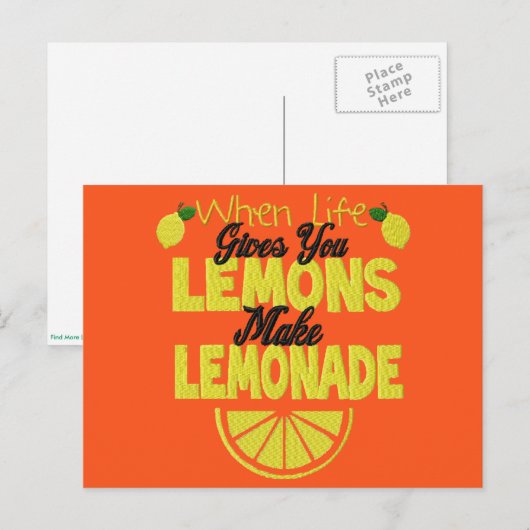 Wanneer het leven u Lemons (oranje achtergrond) ge Briefkaart (Voorkant / Achterkant)