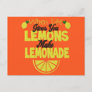 Wanneer het leven u Lemons (oranje achtergrond) ge Briefkaart