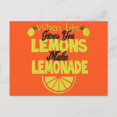 Wanneer het leven u Lemons (oranje achtergrond) ge Briefkaart (Voorkant)