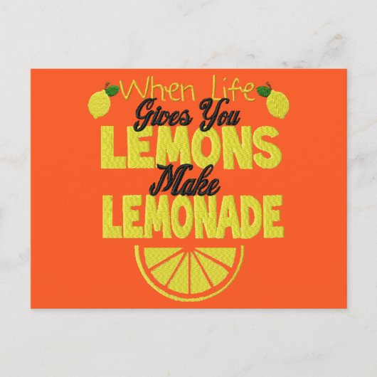 Wanneer het leven u Lemons (oranje achtergrond) ge Briefkaart (Voorkant)
