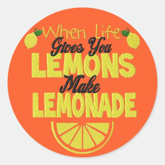 Wanneer het leven u Lemons (oranje achtergrond) ge Ronde Sticker (Voorkant)