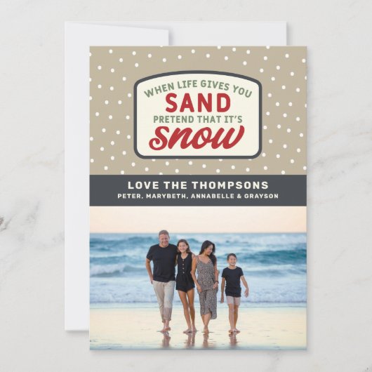 Wanneer het leven u zandstrand kerstvakantie geeft feestdagenkaart (Voorkant)
