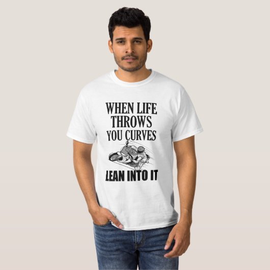 Wanneer het leven werpt kromt u motorfietsen manne t-shirt (Voorkant volledig)