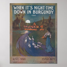 Wanneer het nachtelijk is in Bourgogne Poster