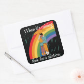 WANNEER HET RAINBOW NAAR EEN RAINBOW inspirerend K Vierkante Sticker (Envelop)