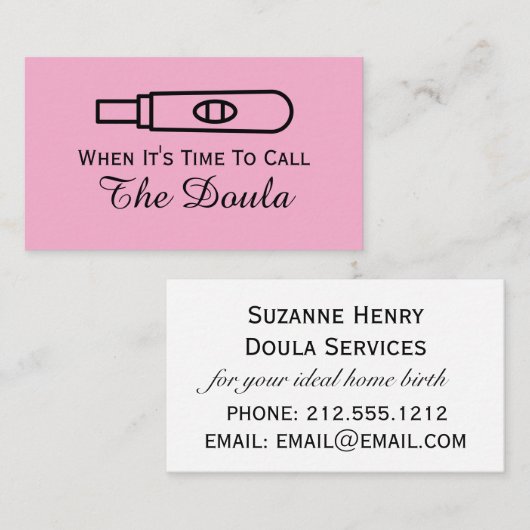 Wanneer het tijd is om de doula roze zwangerschap visitekaartje (Voorkant / Achterkant)