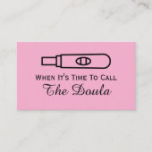 Wanneer het tijd is om de doula roze zwangerschap visitekaartje (Voorkant)