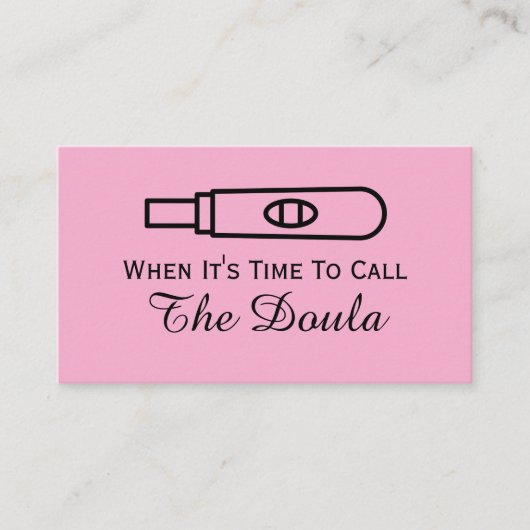 Wanneer het tijd is om de doula roze zwangerschap visitekaartje (Voorkant)