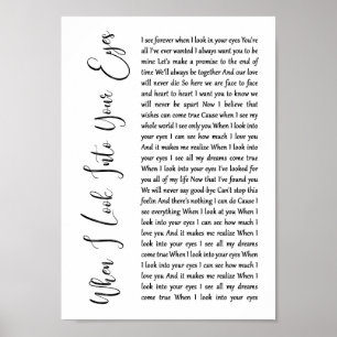 Wanneer ik in uw Eyes White Script Song Lyric kijk Poster