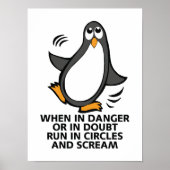 Wanneer in gevaar Funny Penguin Poster (Voorkant)