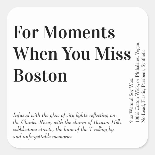 Wanneer je Boston Candle Label mist (Voorkant)