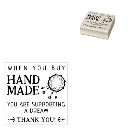 Wanneer je Handgemaakte producten koopt, bedankt d Rubberstempel (Gestempeld)