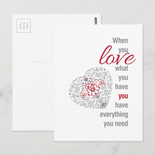 Wanneer je houdt van wat je hebt - Inspirerend pri Briefkaart (Voorkant / Achterkant)