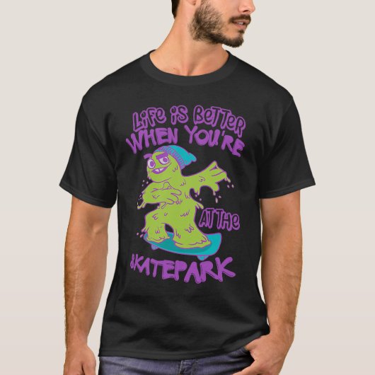 Wanneer je op een cool retro flip skateboard zit t-shirt (Voorkant)