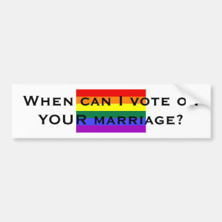 Wanneer kan ik stemmen over je huwelijk? bumpersticker