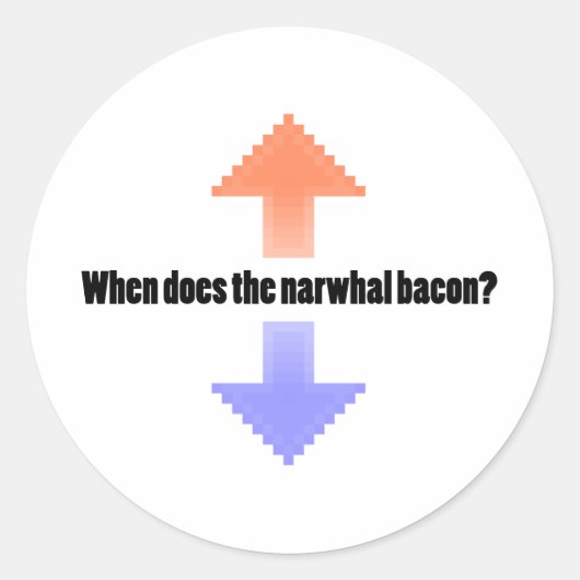 Wanneer komt de Narwhal-Bacon-Upvote Reddit-vraag Ronde Sticker (Voorkant)