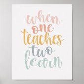 Wanneer men leert twee leren pastel regenboog kleu poster (Voorkant)