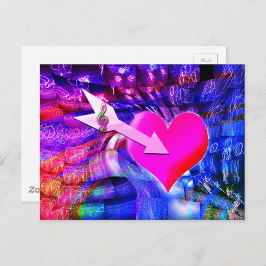 Wanneer Music pijl gericht op het hart Briefkaart (Voorkant / Achterkant)