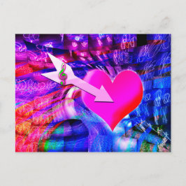 Wanneer Music pijl gericht op het hart Briefkaart