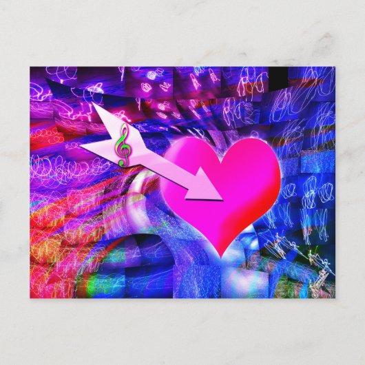 Wanneer Music pijl gericht op het hart Briefkaart (Voorkant)