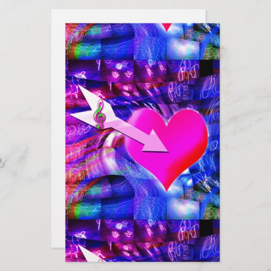 Wanneer Music pijl gericht op het hart Briefpapier (Voorkant / Achterkant)