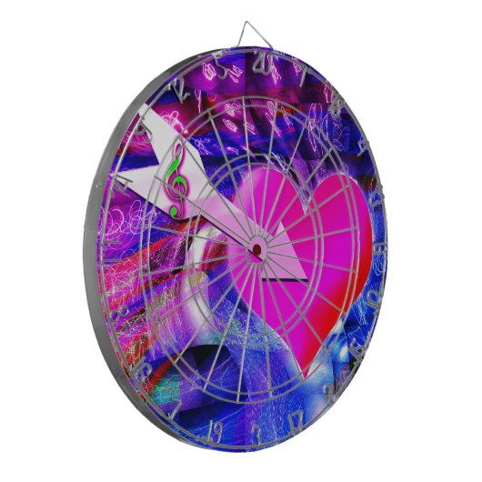 Wanneer Music pijl gericht op het hart Dartbord (Voorkant Links)