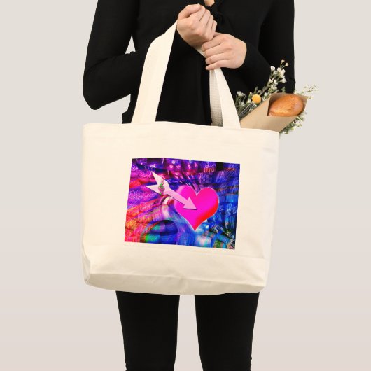 Wanneer Music pijl gericht op het hart Grote Tote Bag (Voorkant (product))