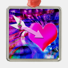 Wanneer Music pijl gericht op het hart Metalen Ornament