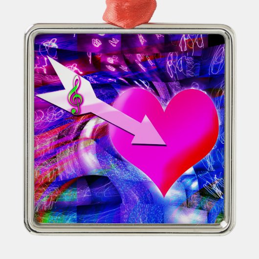 Wanneer Music pijl gericht op het hart Metalen Ornament (Voorkant)