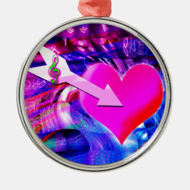 Wanneer Music pijl gericht op het hart Metalen Ornament